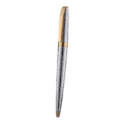 Unique Christian Dior Yellow Gold Logo Center Band Fully Embossed Stylish Silver Gift Ballpoint Pen 