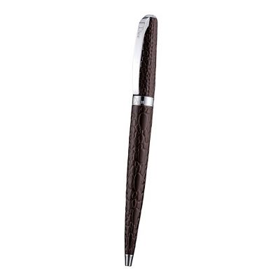 Christian Dior Silver Rimmed Fully Carving Pattern Dark Brown Lacquer Collectible Ballpoint Pen 