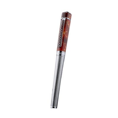 Korloff High Quality Silver Lattice Design Penholder And Patterned Red Lacquer Cap Incomparable Ballpoint Pen