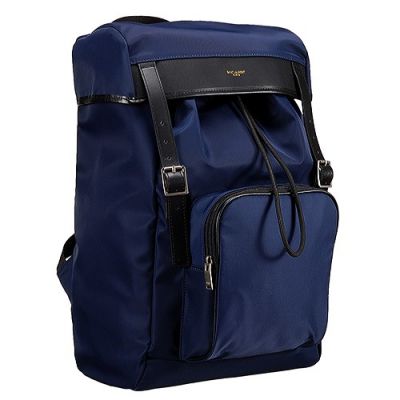 High Quality Saint Laurent Large Canvas Hunting Backpack A Flat Zipper Pocket Front Blue