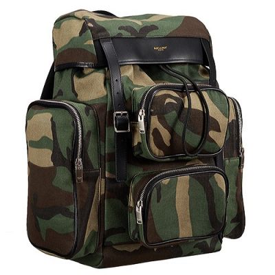 Hot Selling Saint Laurent Delave Camouflage Backpack Multiple Pockets Two Canvas Shoulder Straps Replica