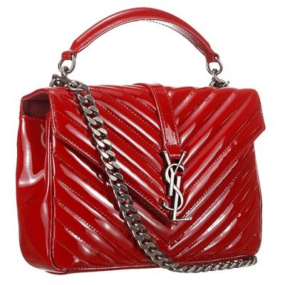 Fake Saint Laurent Monogram Shoulder Bag Detachable Leather And Chain Shoulder Strap Leather Dark Red