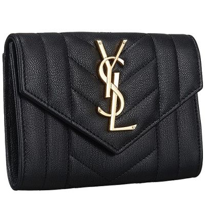 Most Popular Women's Saint Laurent Monogram Four Small Open Pockets Interior Black Wallet