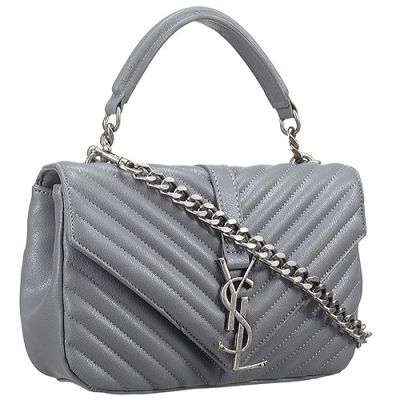 Best Replica Saint Laurent College Monogram Tote Bag V-Shaped Pattern Grey Women's Crossbody Bag